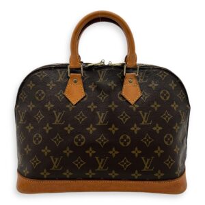 Alma Top Handle Bag PM Brown in Monogram Coated Canvas, Gold hardware