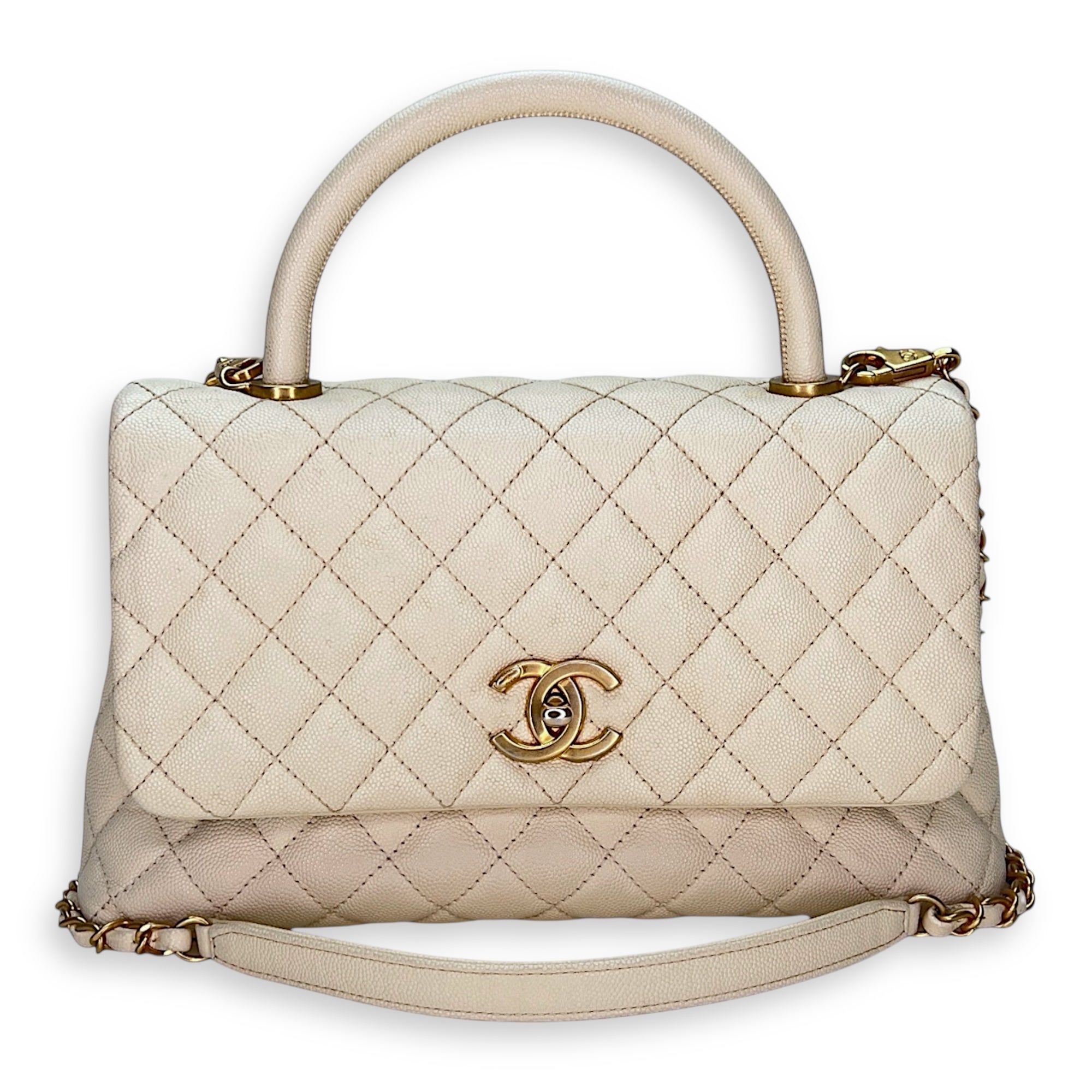 Coco Medium Top handle bag in Caviar leather, Gold Hardware - Image 9