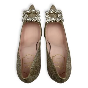 Efflorescence Flower Strass 100 Heels 38.5 Gold in Glitter, Gold hardware