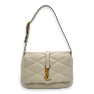Le 5 A 7 Shoulder Bag White in Calfskin, Gold hardware