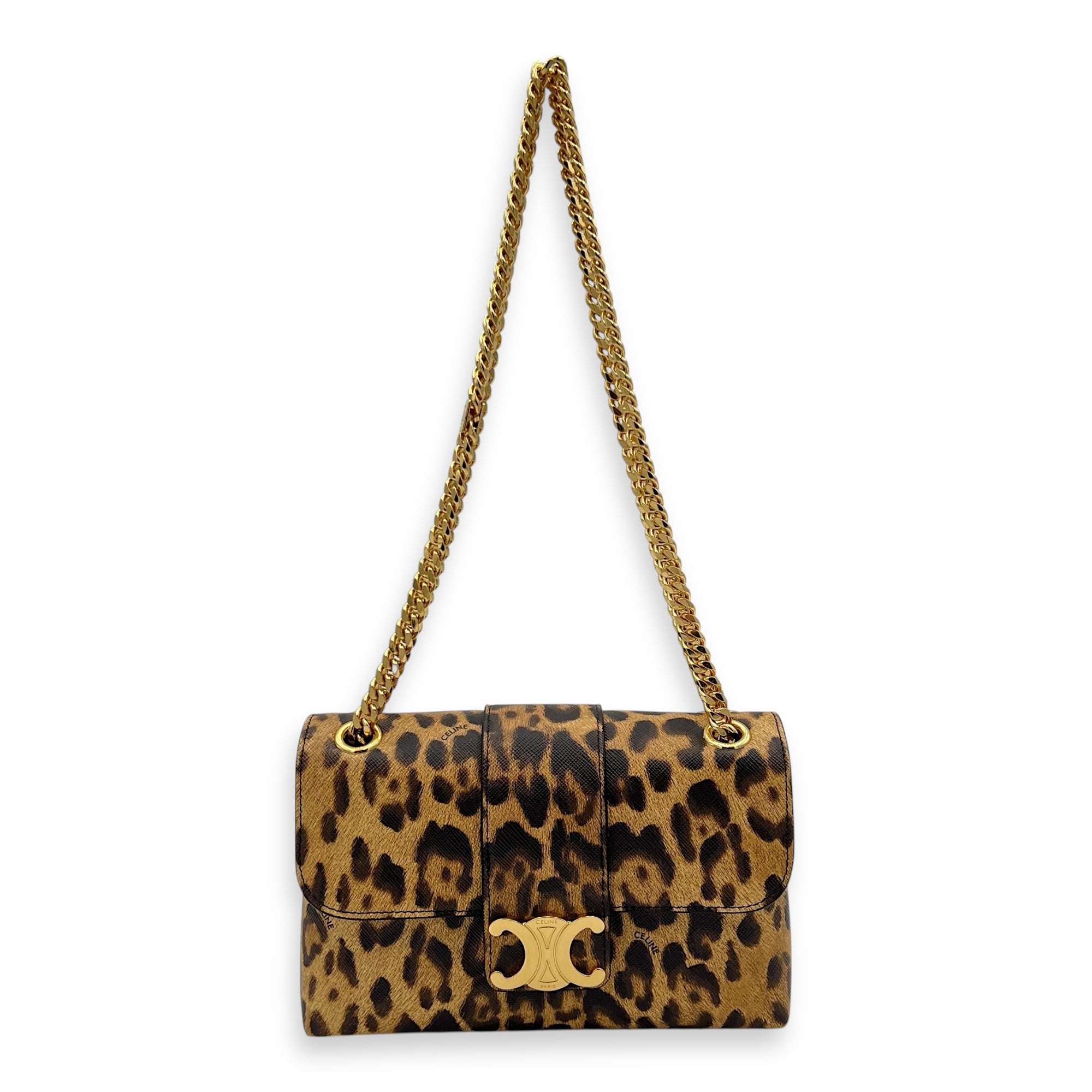 Triomphe Shoulder Bag Brown in Calfskin, Gold hardware - Image 8