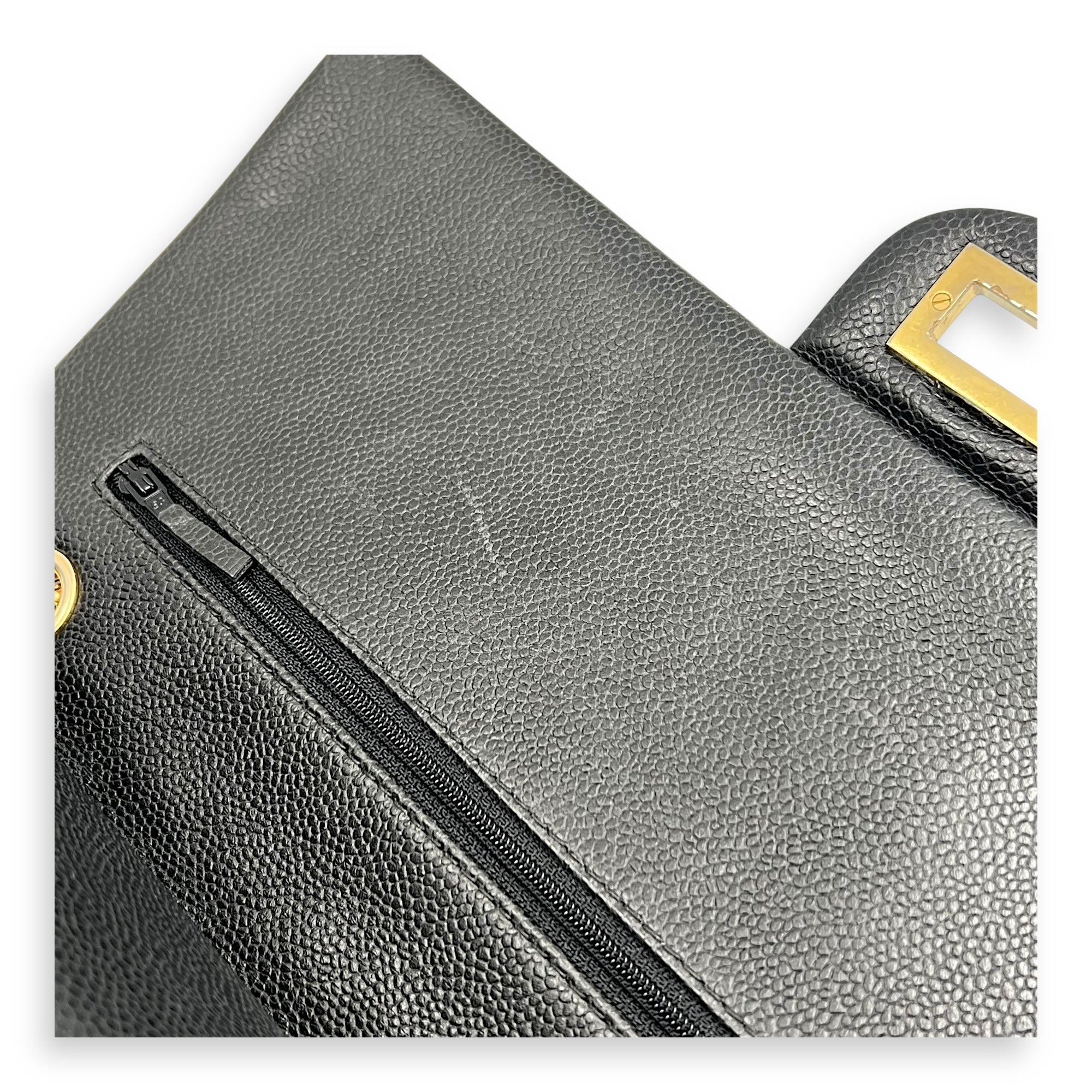 2.55 Shoulder Bag Black in Caviar Leather, Gold hardware - Image 13