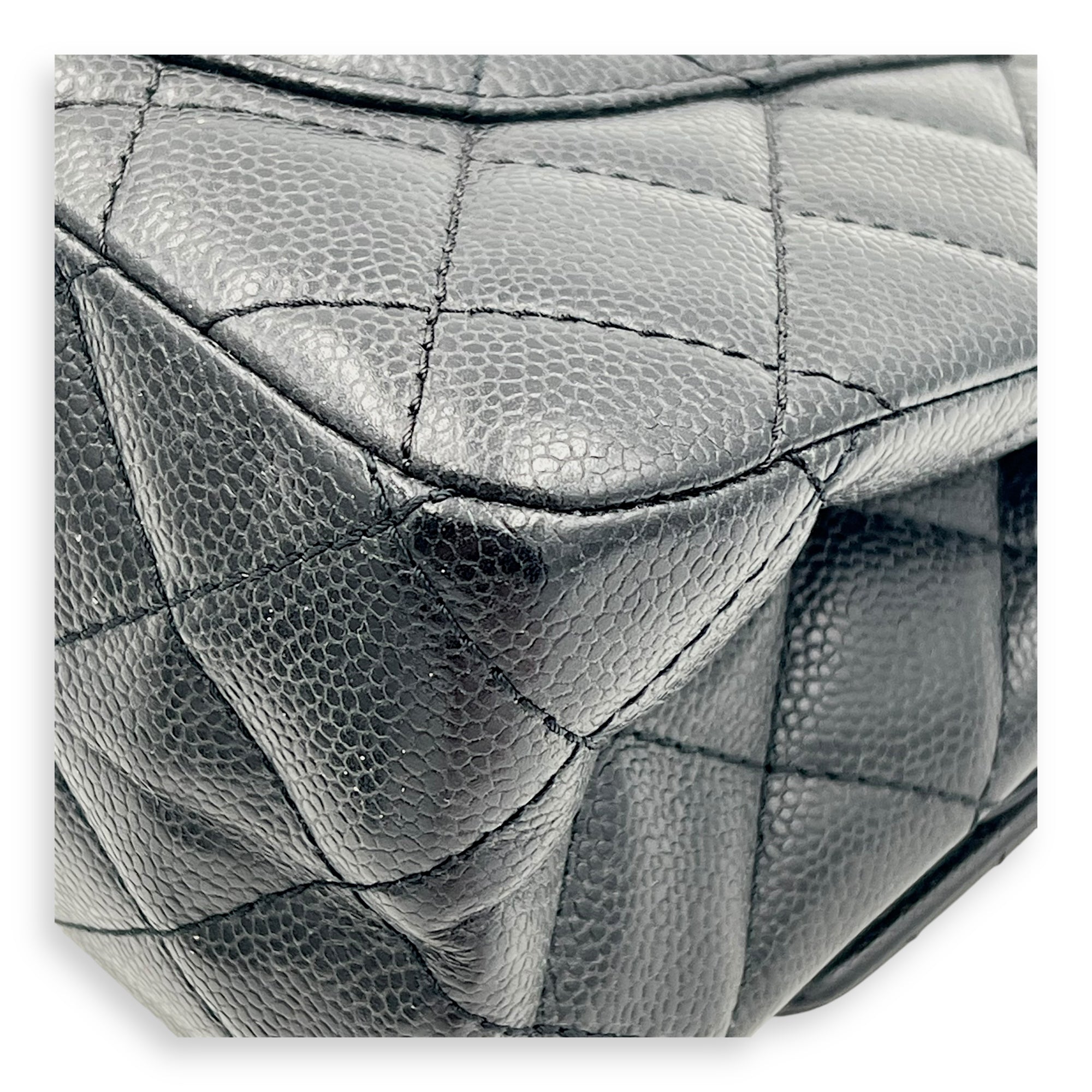 2.55 Shoulder Bag Black in Caviar Leather, Gold hardware - Image 14