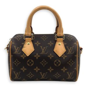 Speedy Top Handle Bag 20 Brown in Monogram Coated Canvas, Gold hardware