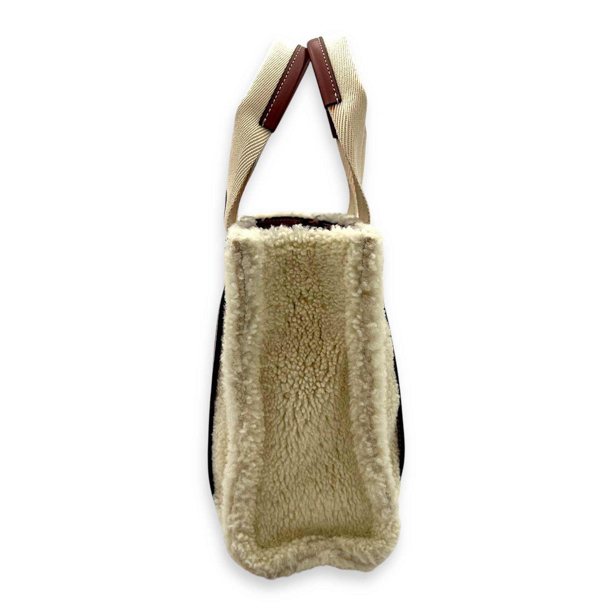 Woody Tote Bag Small Beige in Wool, Gold hardware - Image 4
