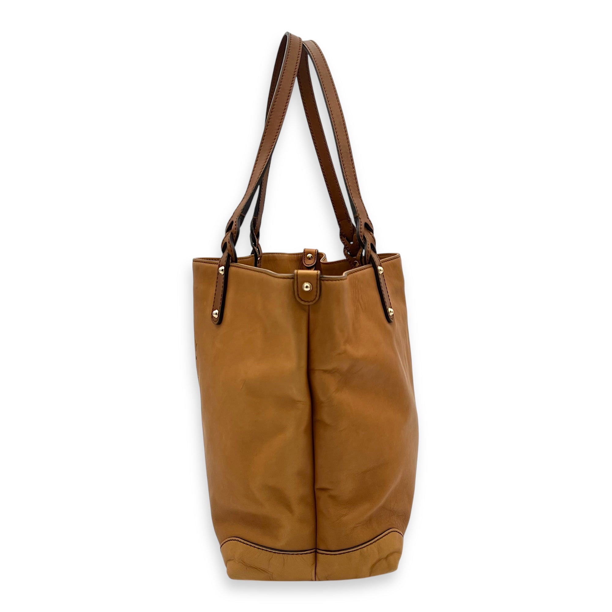 GG Tote Bag Brown in Calfskin, Gold hardware - Image 5