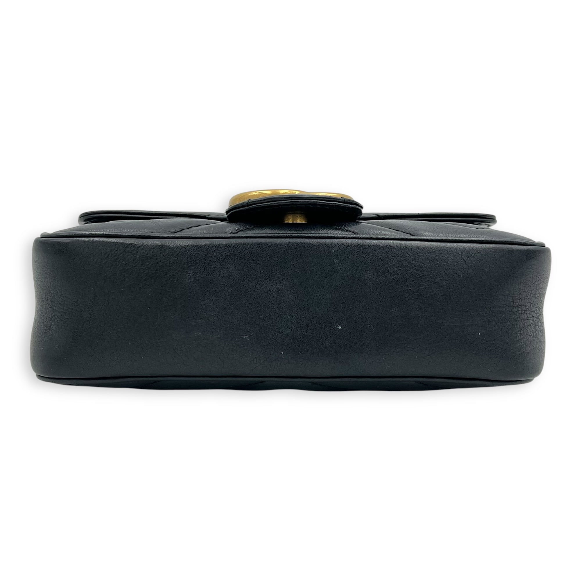 GG Marmont Crossbody Bag Super Mini Black in Calfskin, Gold hardware - Image 6