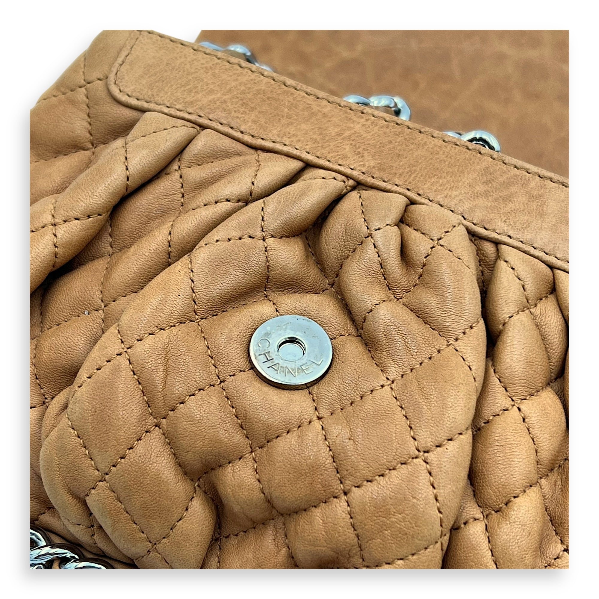 Chain Around Shoulder Bag Brown in Calfskin, Silver hardware - Image 11