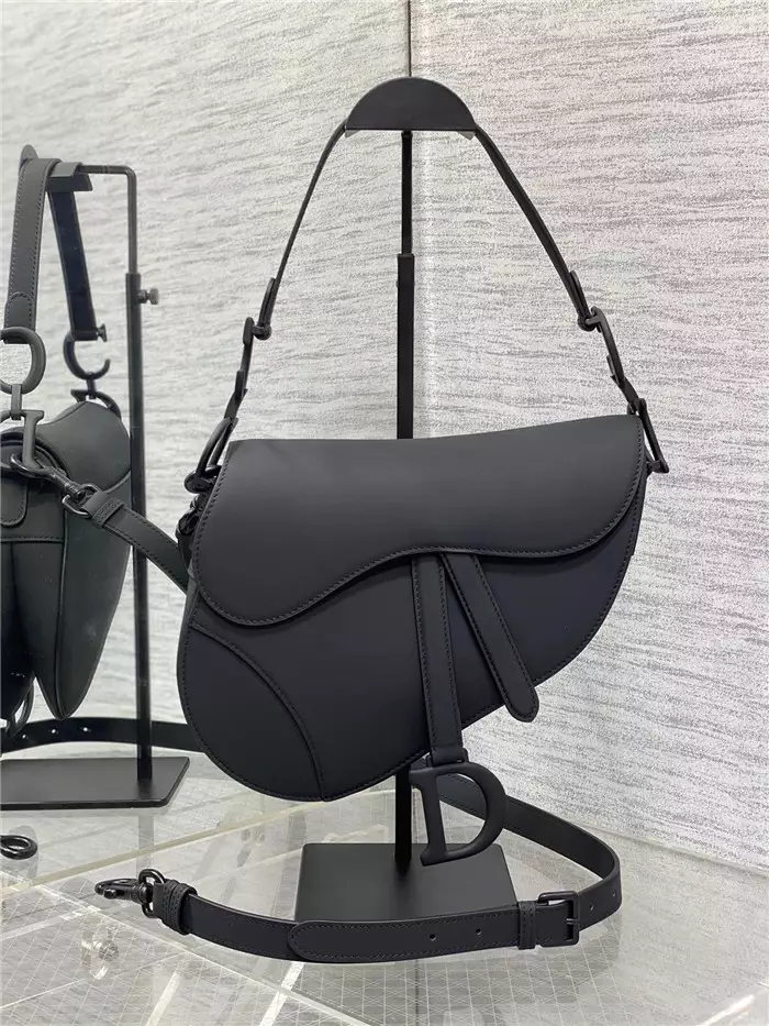 Saddle Bag with Strap Black Ultramatte Calfskin - Repbags.ru - Image 3