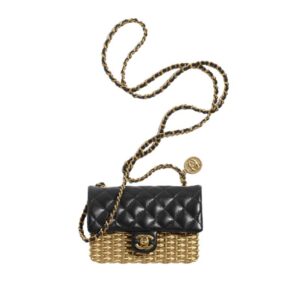 Small Evening Bag Lambskin & Gold Metal Black & Gold - CB022