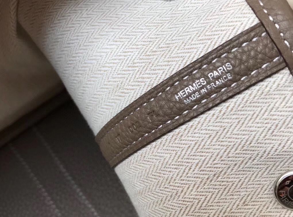 Hermes Garden Party 30 Bag In Taupe Taurillon Leather - Image 7