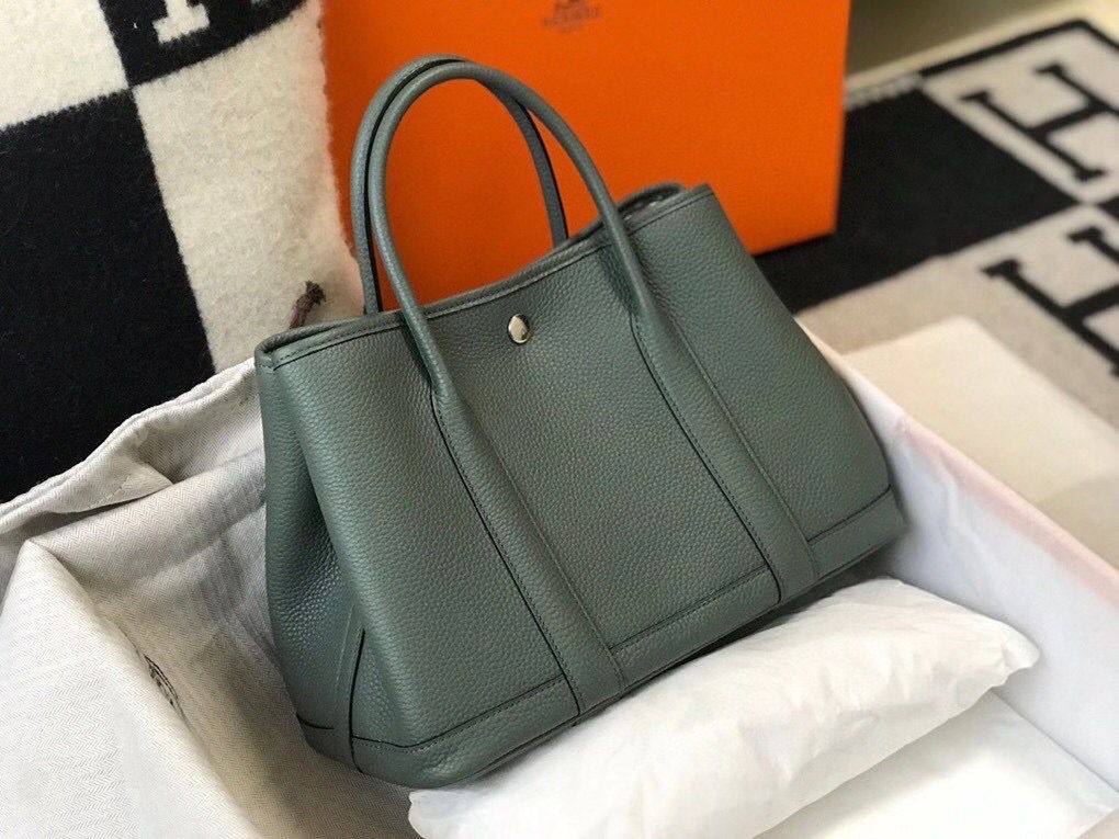 Hermes Garden Party 36 Bag In Vert Amande Clemence Leather - Image 6