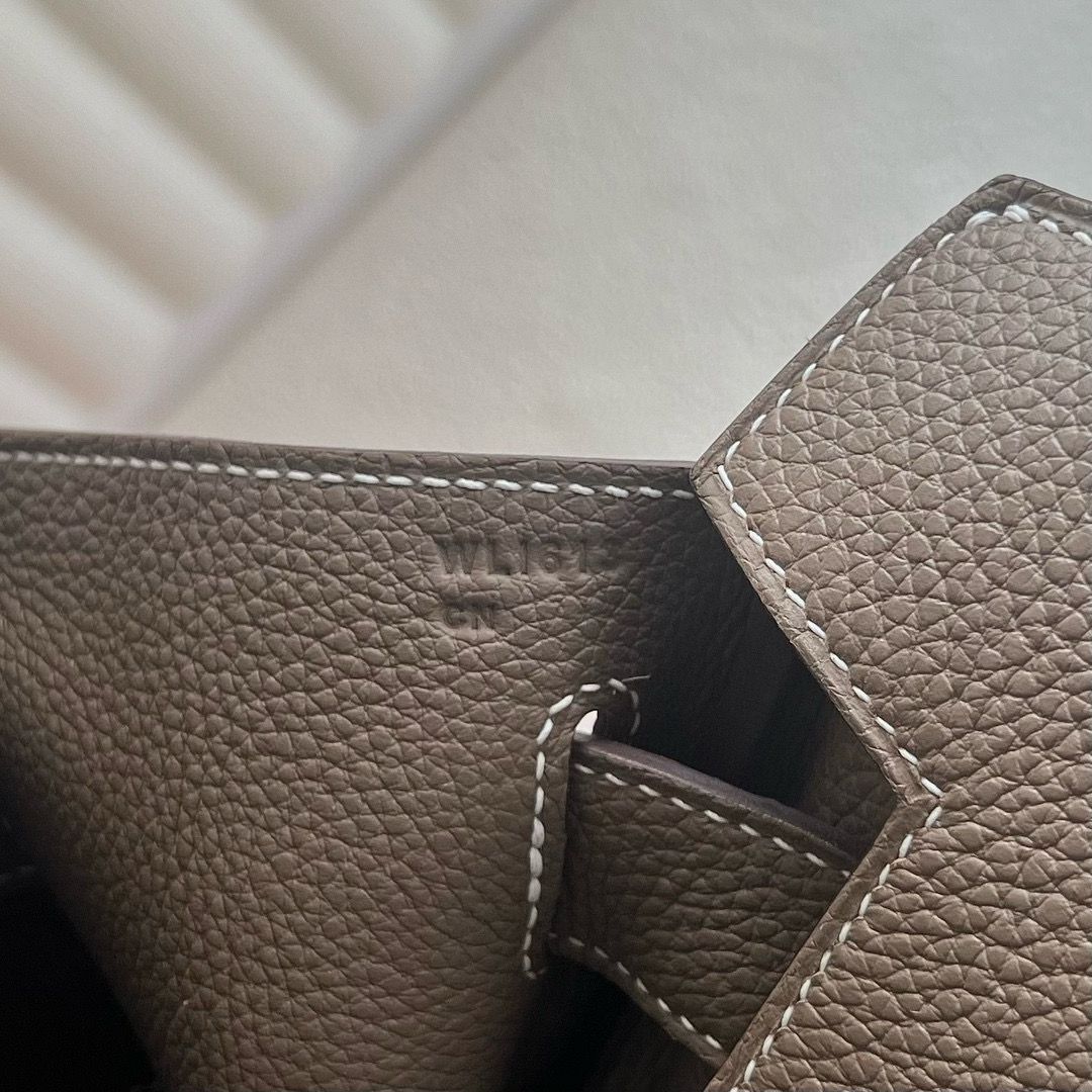Hermes HAC Birkin 40 Handmade Bag in Taupe Clemence Leather - Image 7