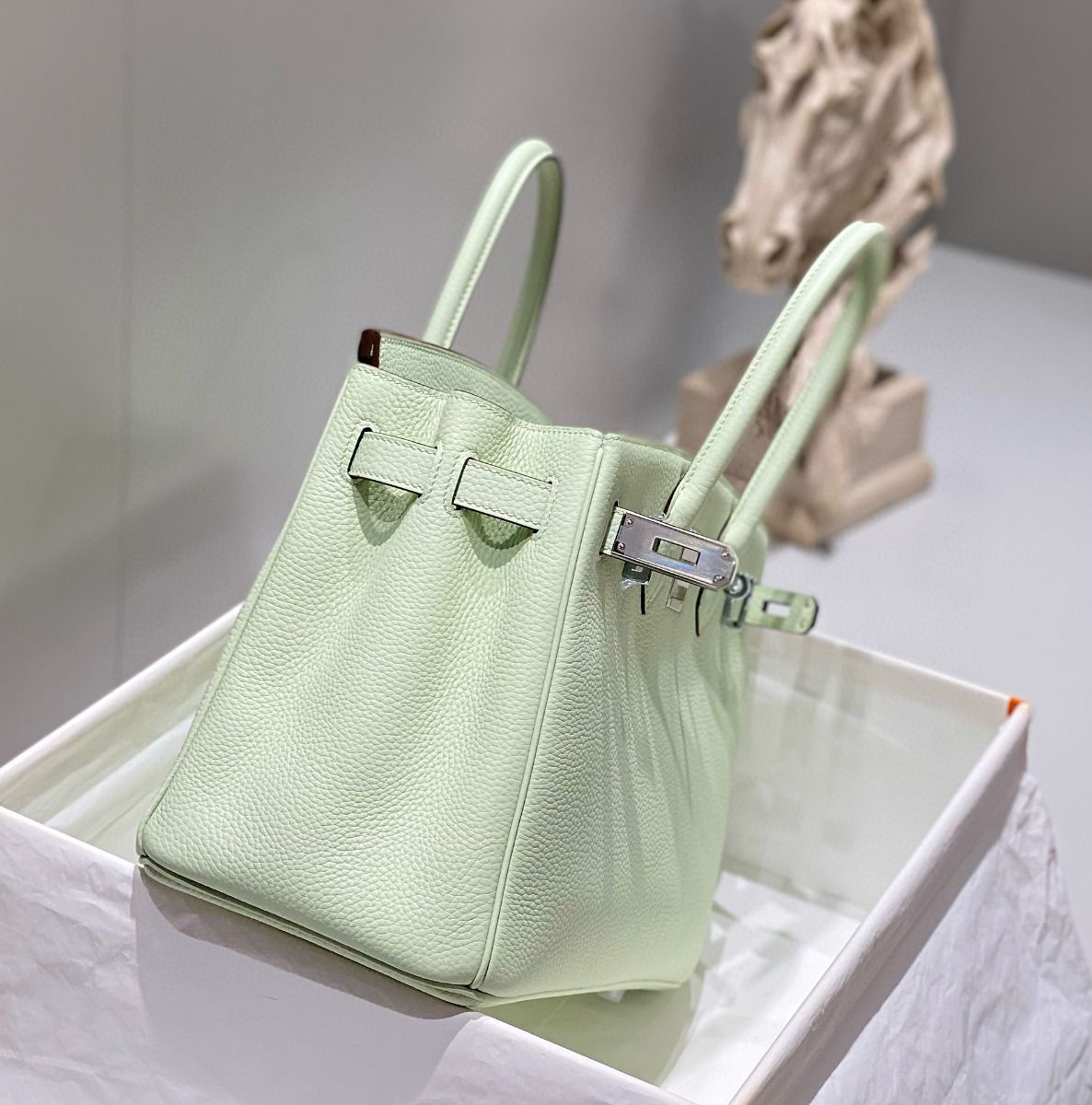 Hermes Birkin 30cm Bag In Vert Fizz Clemence Leather PHW - Image 4