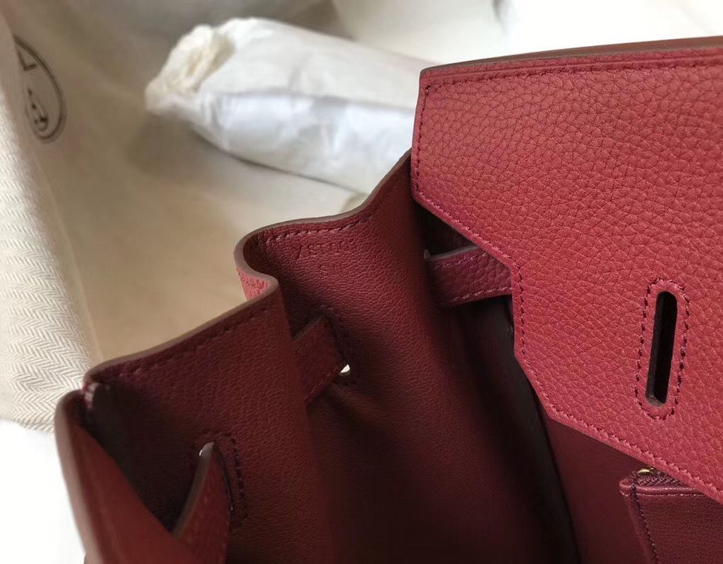 Hermes Birkin 35cm Bag In Bordeaux Clemence Leather GHW - Image 8
