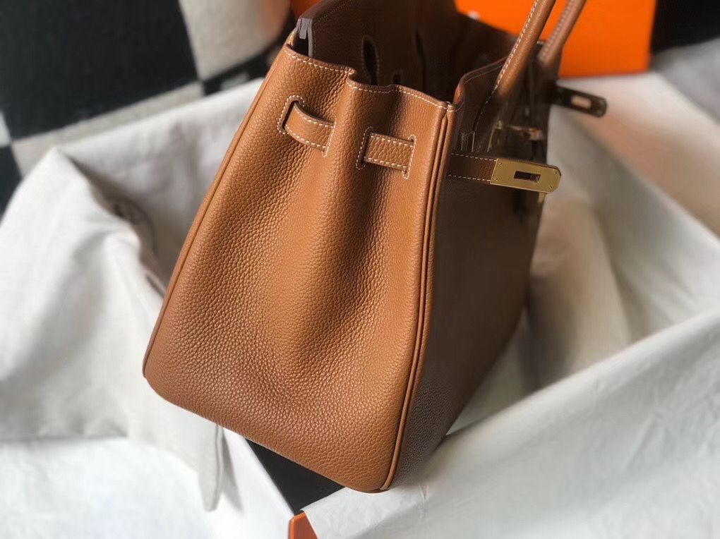 Hermes Birkin 35cm Bag In Gold Clemence Leather GHW - Image 4