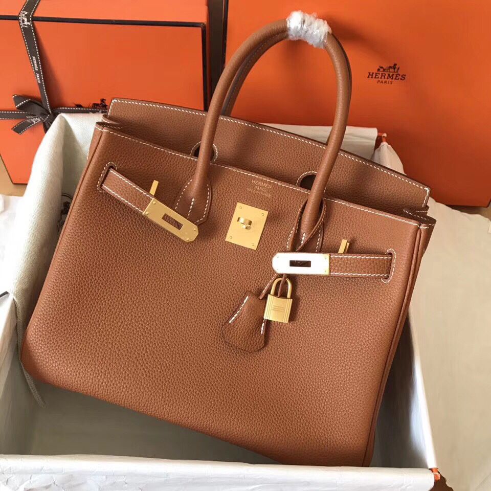 Hermes Birkin 30 Handmade Bag In Gold Clemence Leather - Image 3