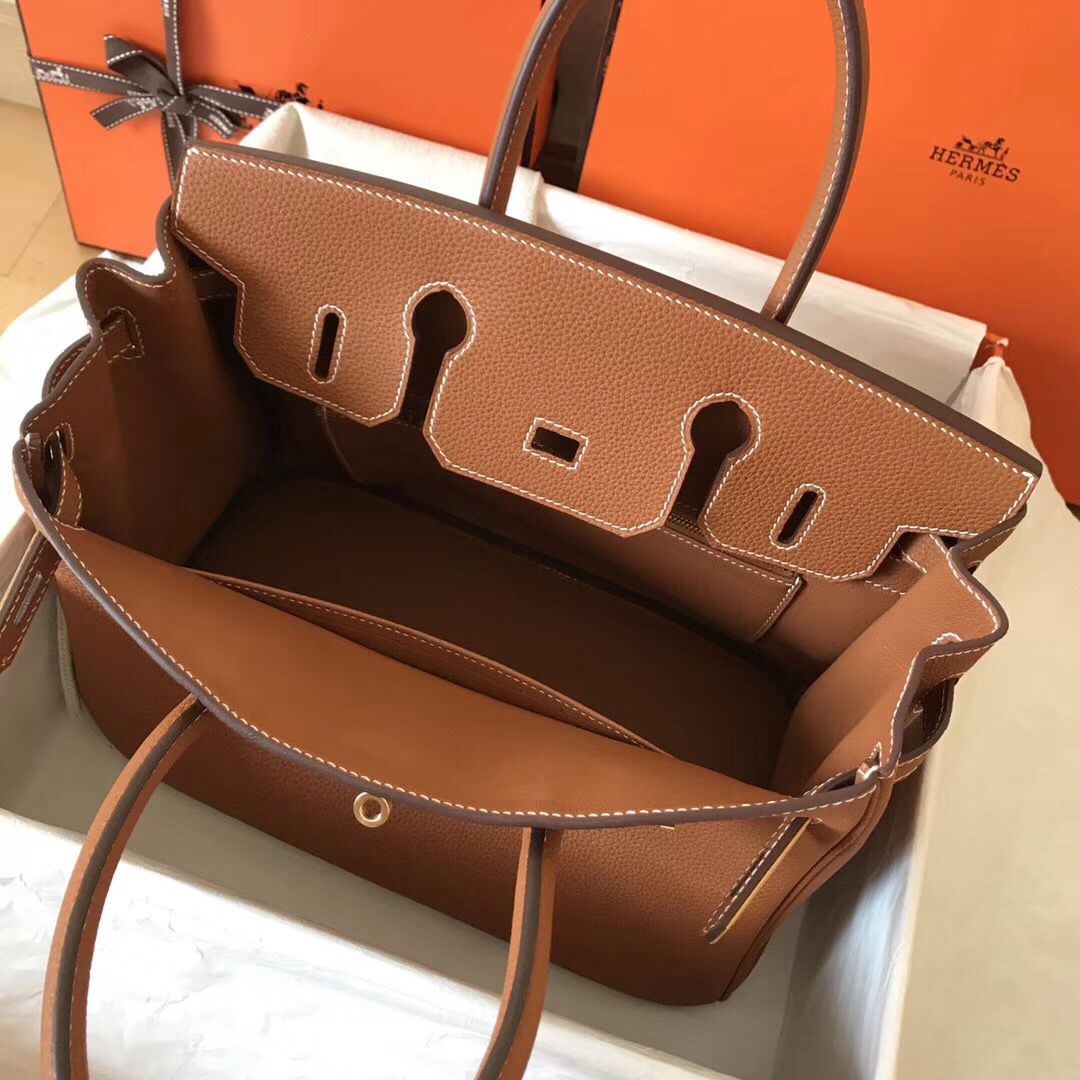 Hermes Birkin 30 Handmade Bag In Gold Clemence Leather - Image 5