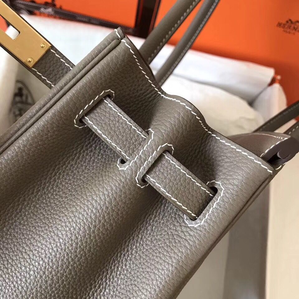 Hermes Birkin 30 Handmade Bag In Etain Clemence Leather - Image 6