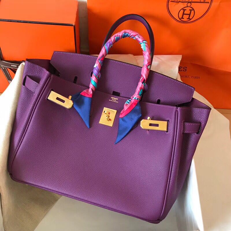 Hermes Birkin 30 Handmade Bag In Ultraviolet Clemence Leather - Image 9