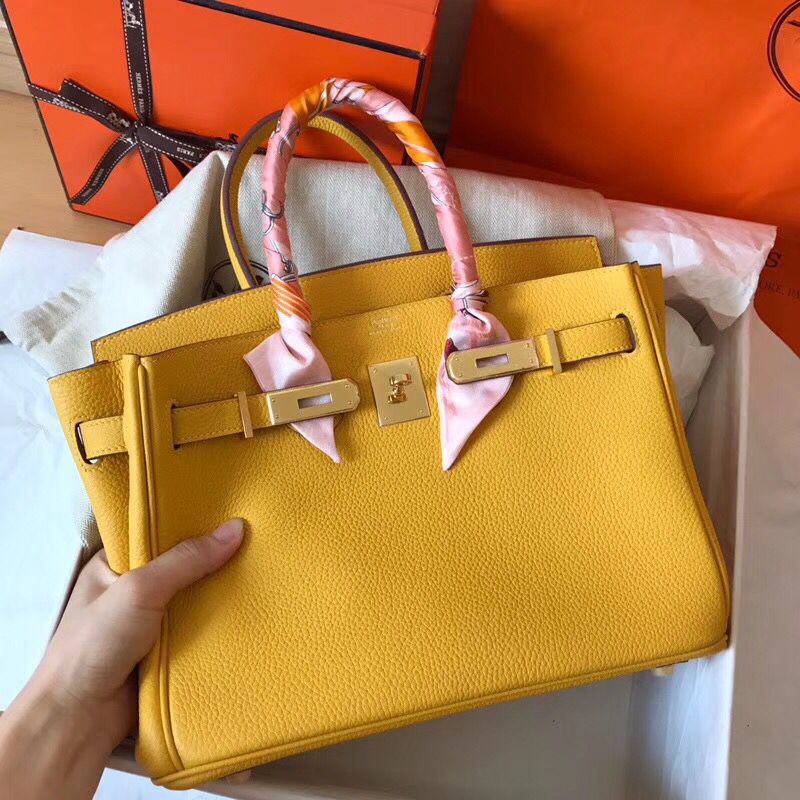 Hermes Birkin 30 Handmade Bag In Yellow Clemence Leather - Image 9