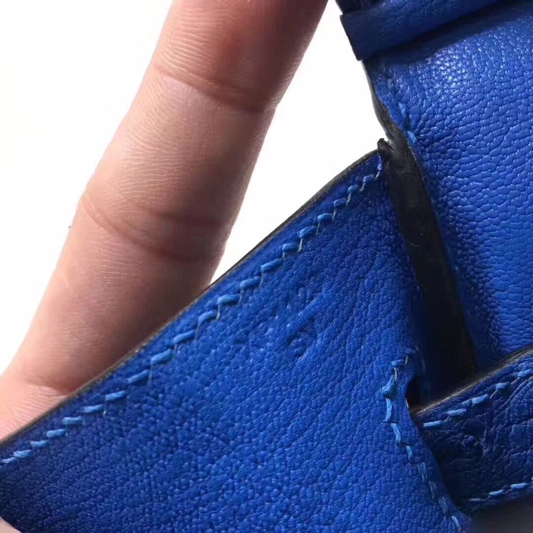 Hermes Birkin 30 Handmade Bag In Blue Ostrich Skin - Image 9