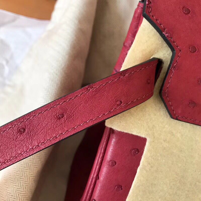 Hermes Birkin 30 Handmade Bag In Ruby Ostrich Skin - Image 8