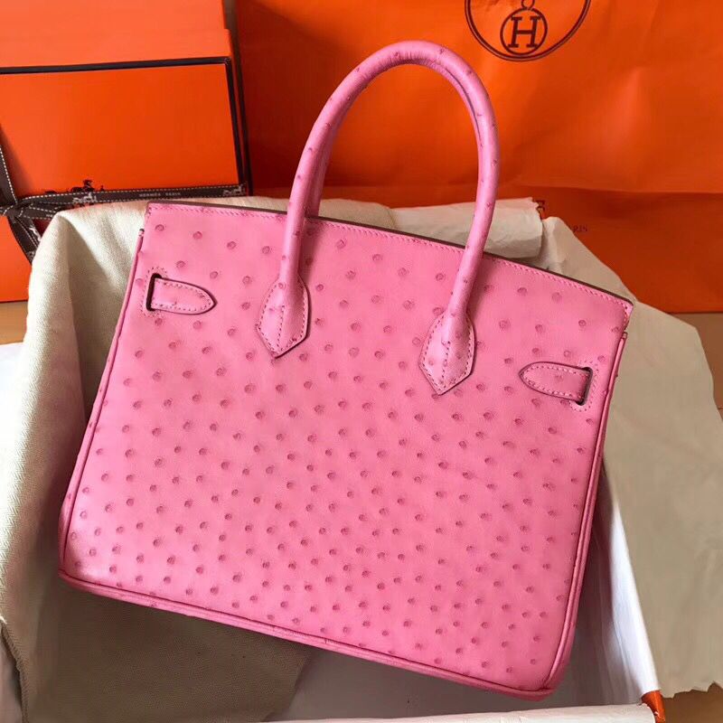 Hermes Birkin 30 Handmade Bag In Pink Ostrich Skin - Image 3
