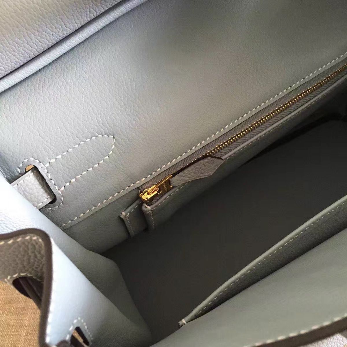 Hermes Birkin 35 Handmade Bag In Blue Lin Clemence Leather - Image 7