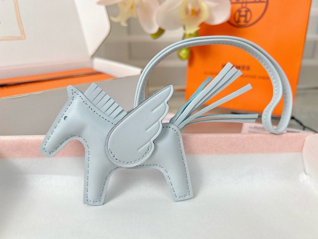 Hermes Rodeo Pegase PM Bag Charm in Blue Brume Lambskin - Image 3