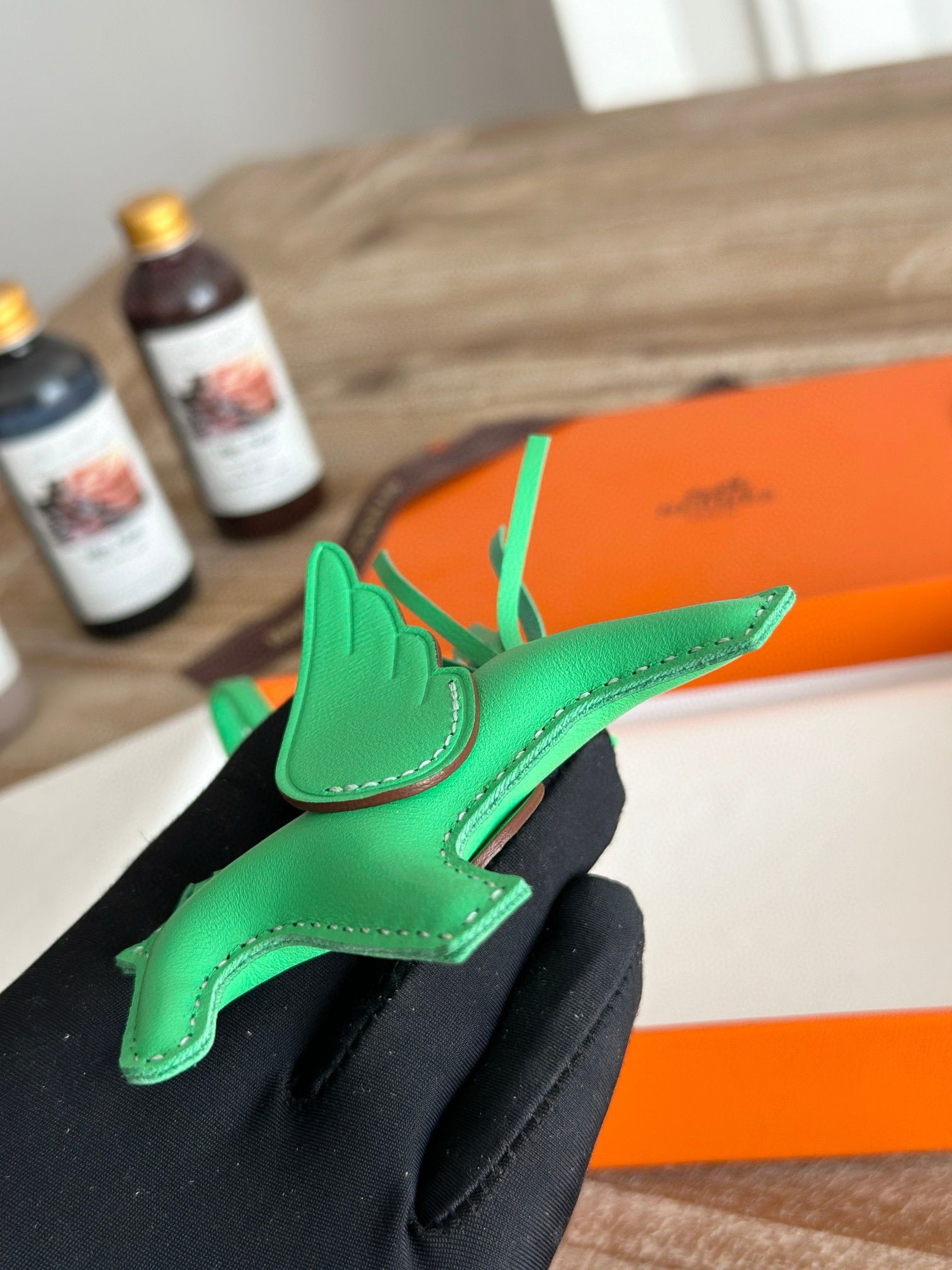 Hermes Rodeo Pegase PM Bag Charm in Vert Comics Milo Lambskin - Image 7