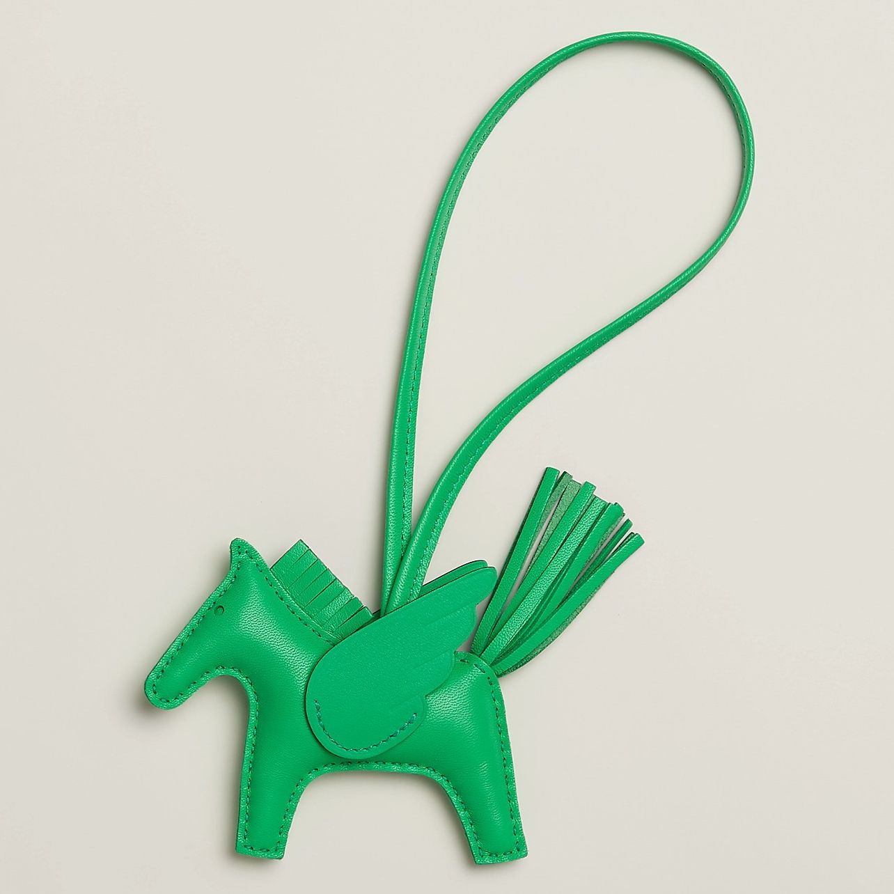 Hermes Rodeo Pegase PM Bag Charm in Vert Comics Milo Lambskin