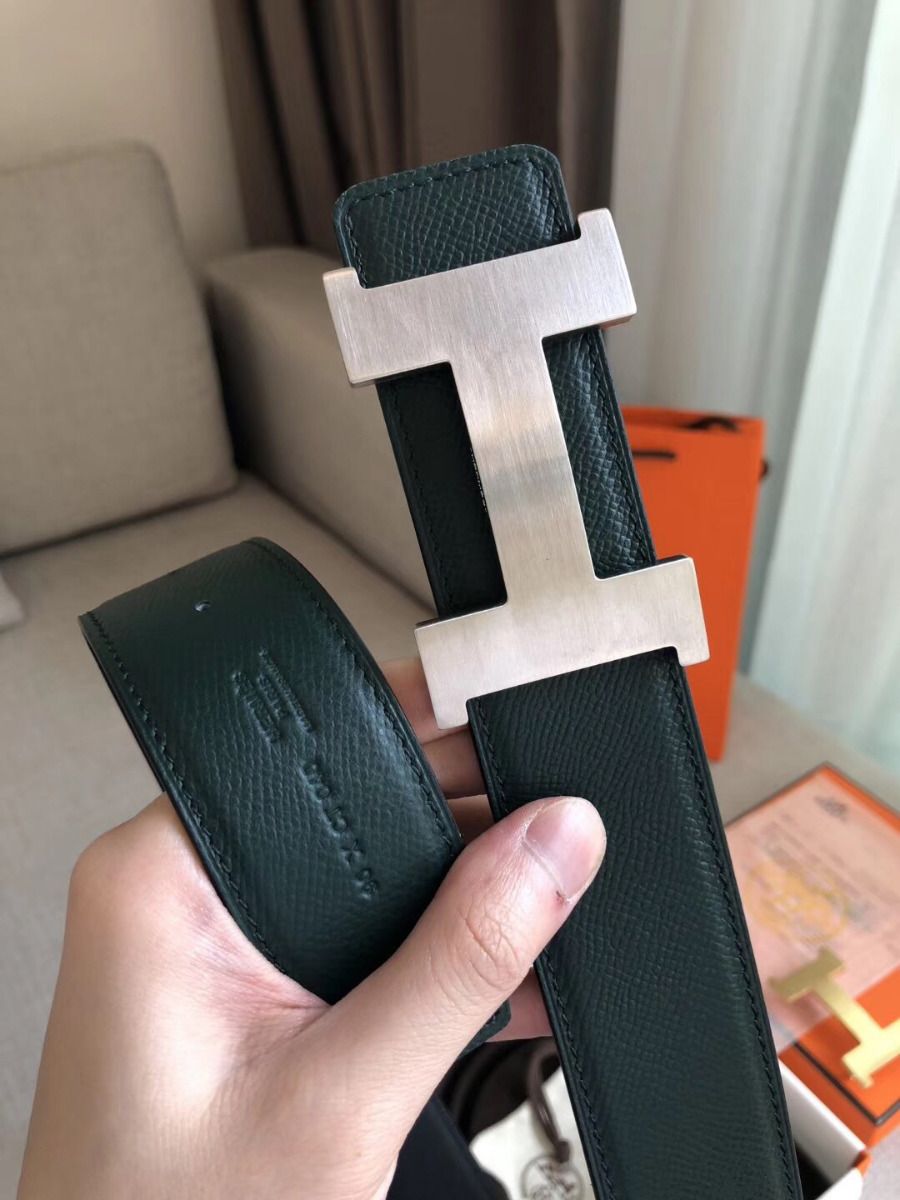 Hermes Constance 2 Belt Buckle & Black/Green Epsom 42MM Strap - Image 4