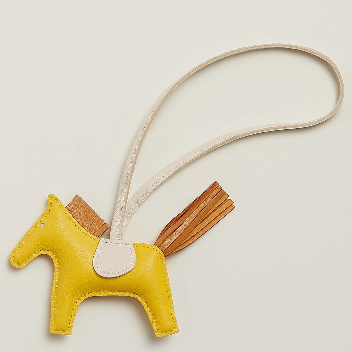 Hermes Rodeo PM Bag Charm in Yellow/Sesame/Craie Lambskin