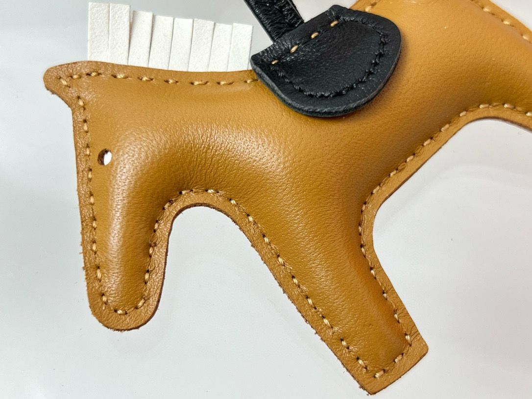 Hermes Rodeo PM Bag Charm in Sesame/Black/Nata Lambskin