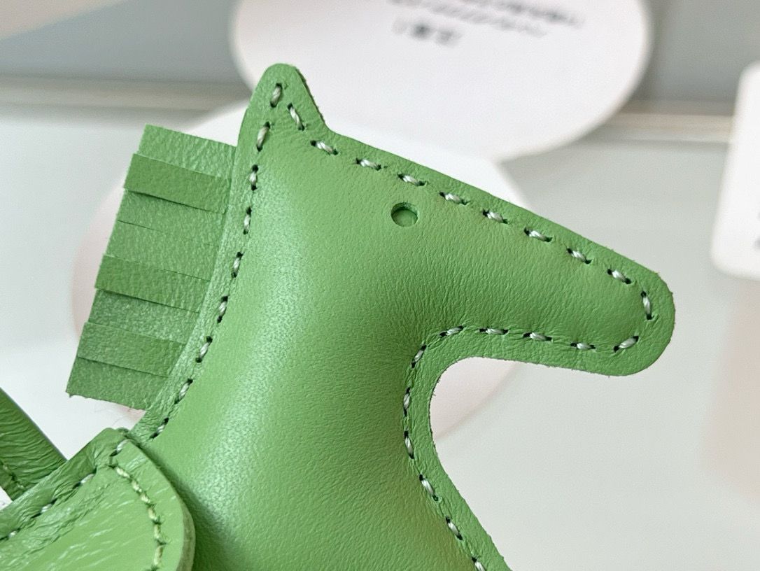 Hermes Rodeo PM Bag Charm in Vert Cypres Lambskin - Image 6