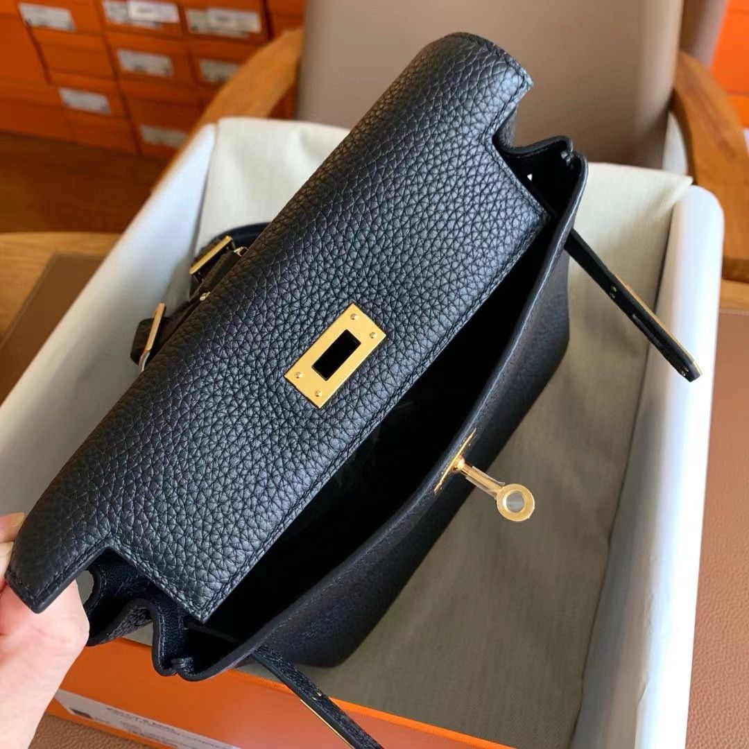 Hermes Kelly Ado Backpack in Black Clemence Leather - Image 8