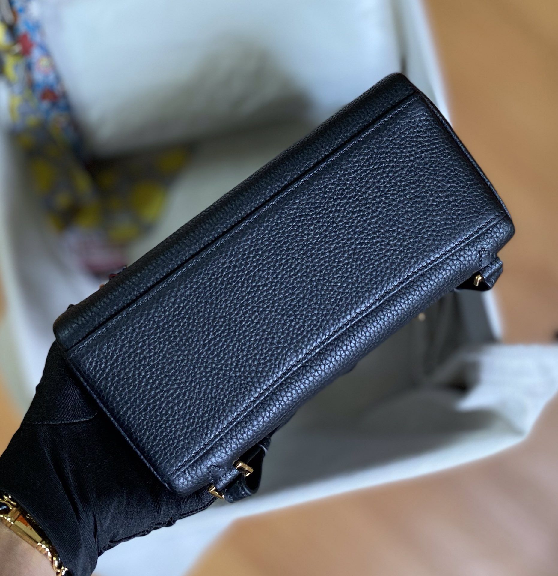 Hermes Kelly Ado Backpack in Black Clemence Leather - Image 10