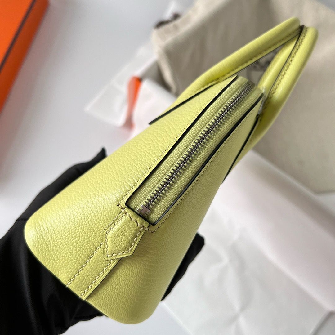 Hermes Bolide 1923 Mini Handmade Bag In Jaune Bourgeon Chevre Mysore Leather - Image 3