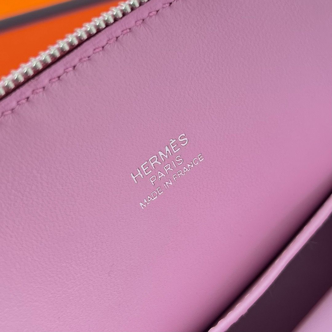 Hermes Bolide 1923 Mini Handmade Bag In Mauve Sylvestre Chevre Mysore Leather - Image 5
