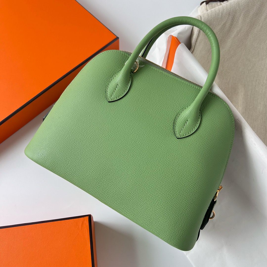 Hermes Bolide 1923 25 Handmade Bag In Vert Criquet Epsom Calfskin - Image 3