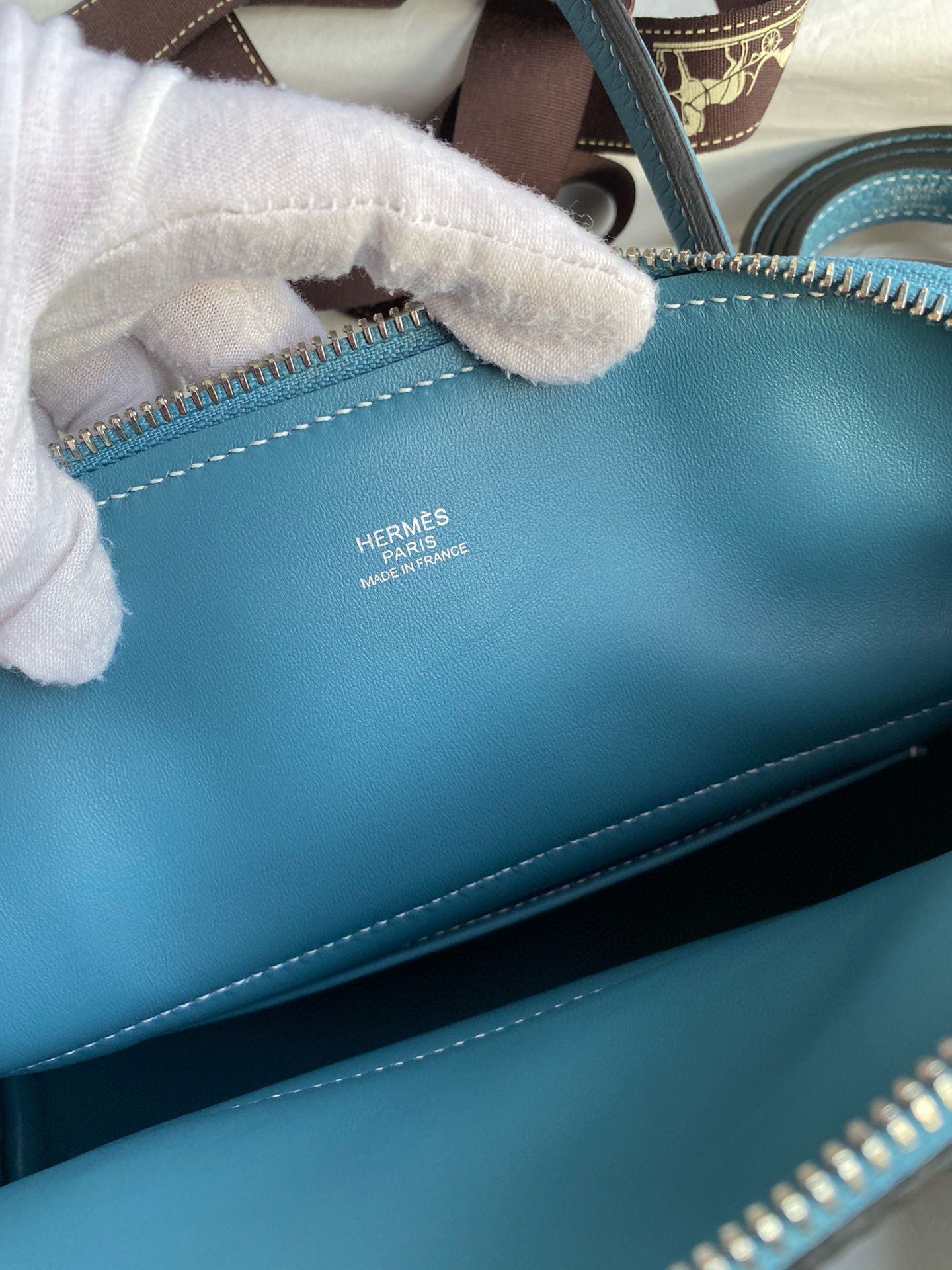 Hermes Bolide 1923 27 Handmade Bag in Blue Jean Clemence Calfskin - Image 10