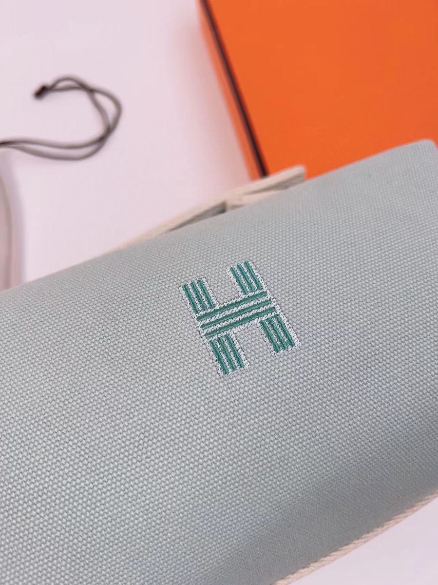 Hermes Bride-a-Brac Large Case in Light Green Canvas - Image 6