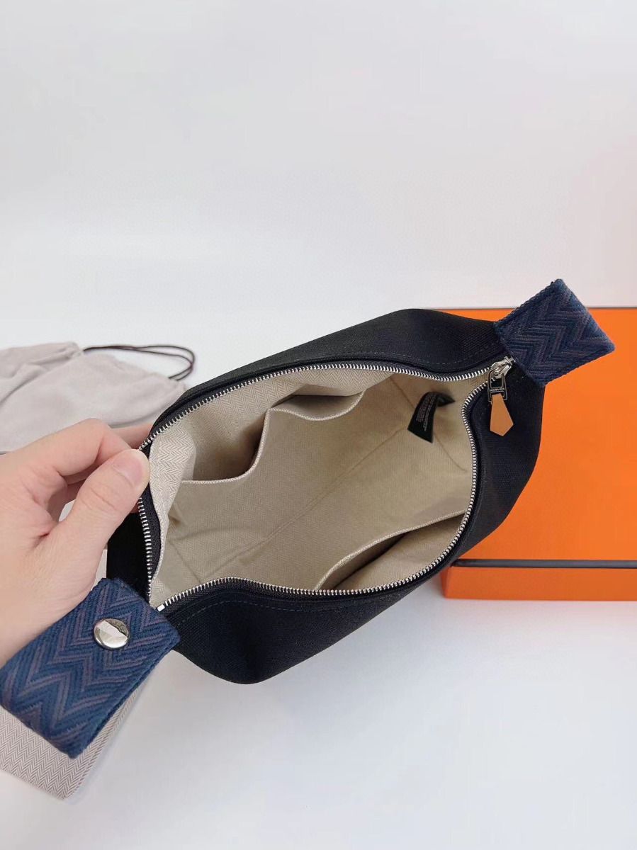 Hermes Bride-a-Brac Large Case in Black Canvas with Zigzag Motifs - Image 8