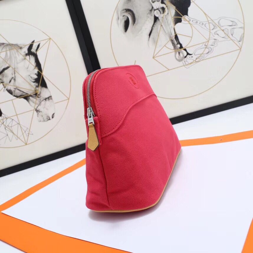 Hermes Medium Bolide Travel Case In Red Cotton - Image 4