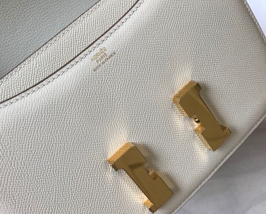 Hermes White Constance MM 24cm Epsom Leather Bag - Image 6