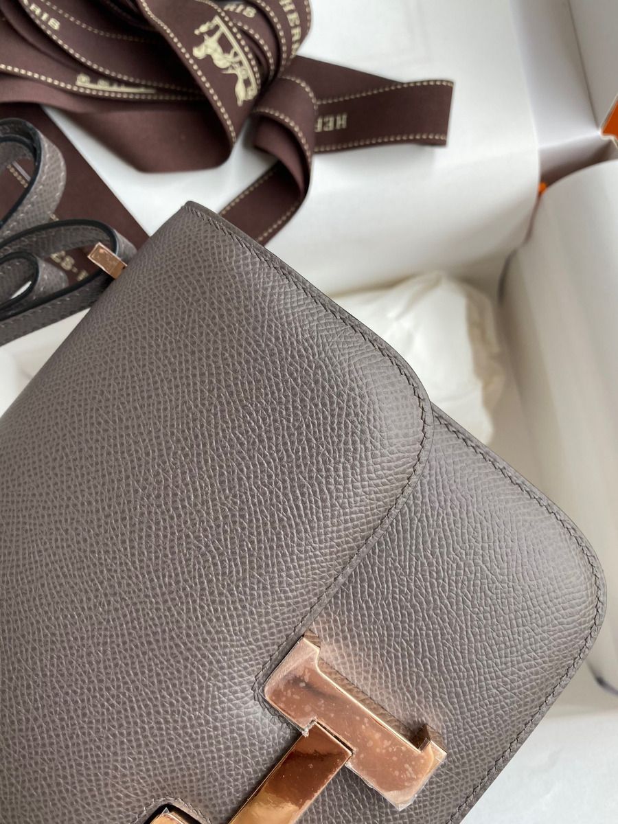 Hermes Constance 18 Handmade Bag In Etain Epsom Calfskin - Image 5