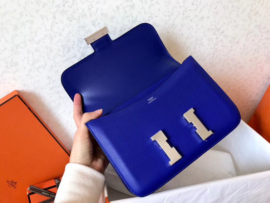 Hermes Constance 24 Handmade Bag In Blue Electric Epsom Leather - Image 5