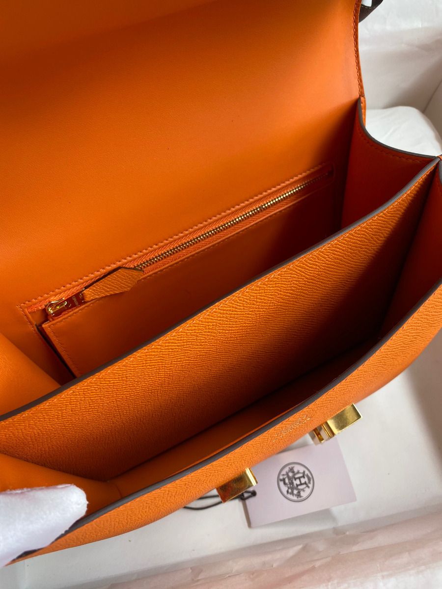 Hermes Constance 24 Handmade Bag In Orange Epsom Calfskin - Image 9