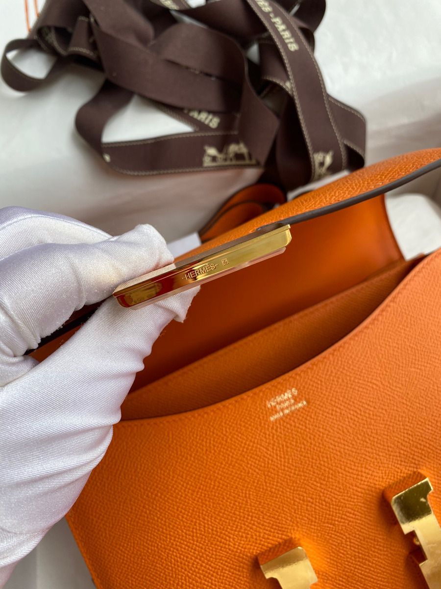Hermes Constance 24 Handmade Bag In Orange Epsom Calfskin - Image 10